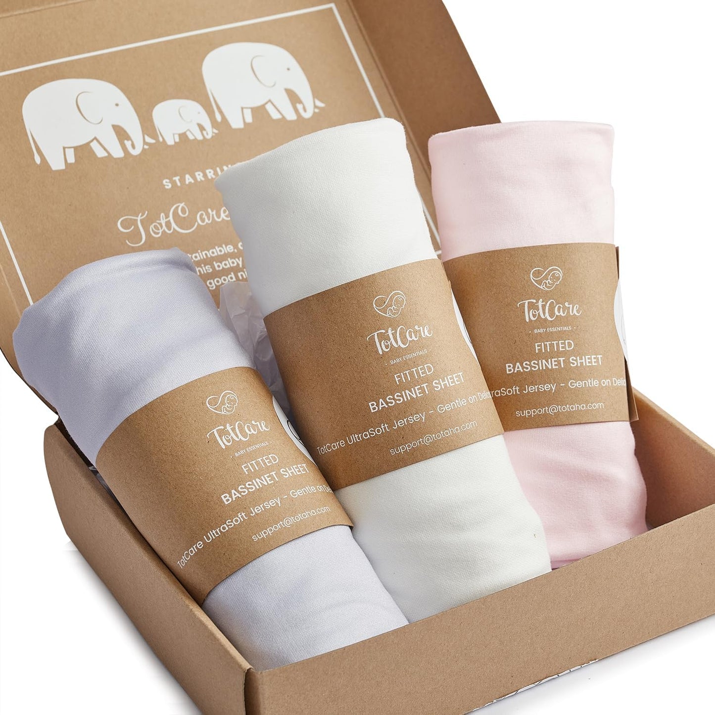 Bassinet Fitted Sheets for Chicco LullaGo Anywhere, Baby Bjorn Cradle and 14 x 29 Mattress Pad - Buttery Soft, Premium Stretchy Jersey Knit Sheets - Pale Pink + Lavendar + Cloud, 3 Pack