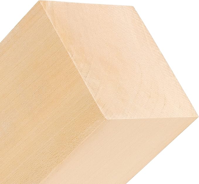 JOIKIT 4 Pack 6 x 3 x 3 Inches Basswood Carving Blocks, Unfinished Soft Wood