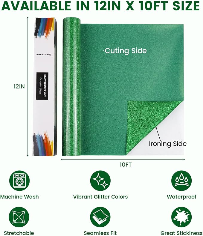 Green Glitter HTV Heat Transfer Vinyl