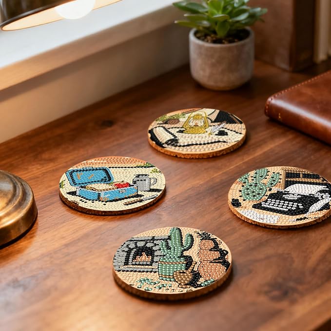 DOZEEZOP 8-Pack Diamond Art Coaster Kit
