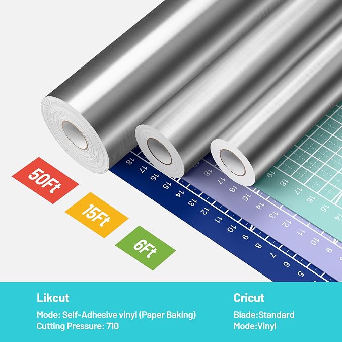 LIKCUT Brushed Silver Permanent Vinyl