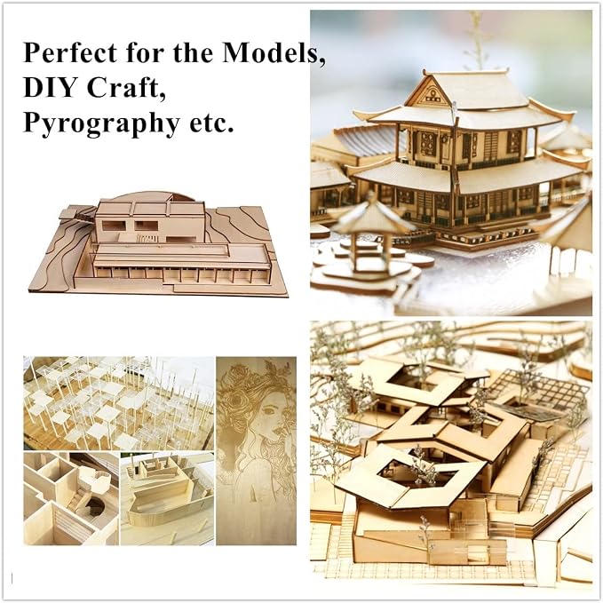 12 Pack Basswood Sheets 1/8 x 8x12 Inch Thin Plywood Sheets