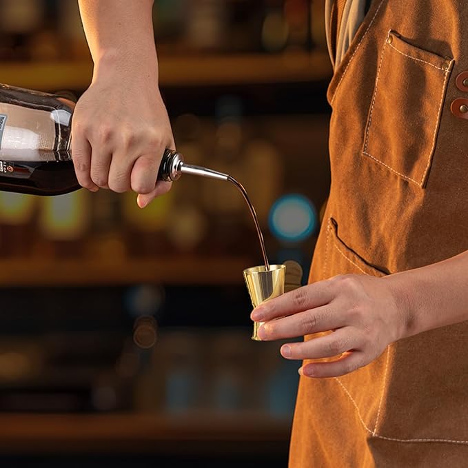 Briout Jigger for Bartending, Flat Edge Gold