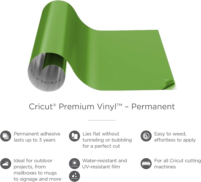 Cricut Premium Permanent Vinyl, Lime 3-Pack of 4ft Rolls