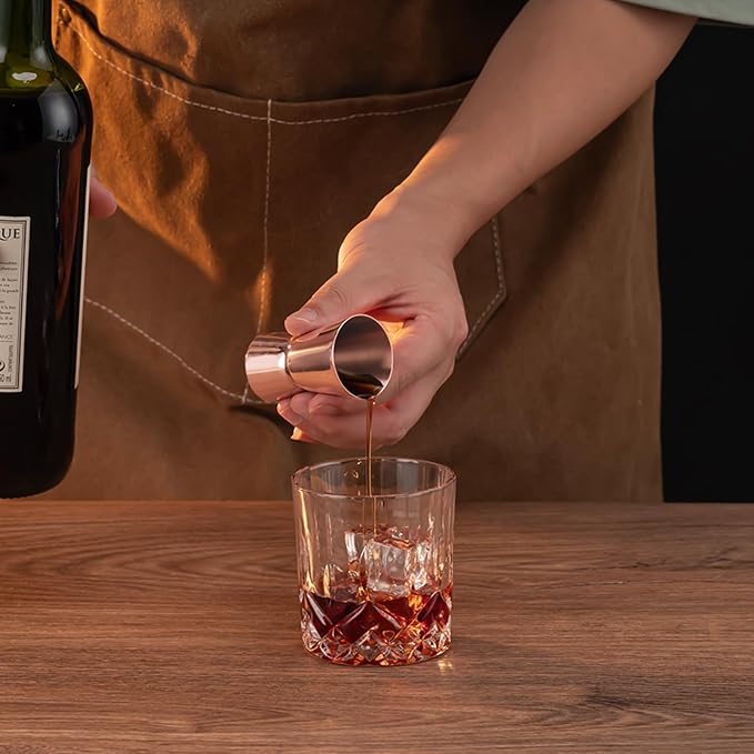 Briout Jigger for Bartending, Flat Edge Rose Gold