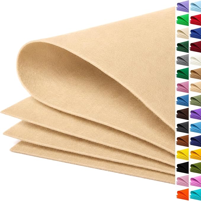 Sand Large Felt Fabric 36" x 36", 1mm Stiff Felt Sheet, Nonwoven Fabric
