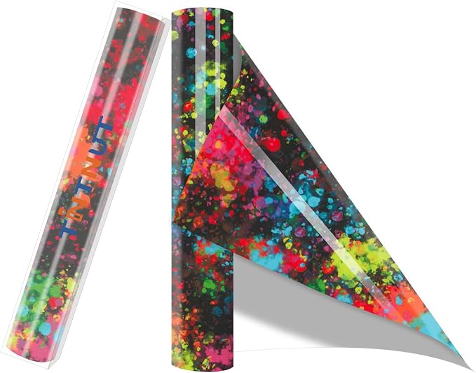 Tintnut Multicolor Splash Heat Transfer Vinyl Roll, stretch washable, works