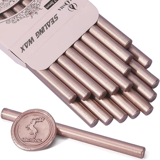 TELOSMA 16 Pcs Champagne Mini Wax Seal Sticks, Wine Packages, Cards & Gift