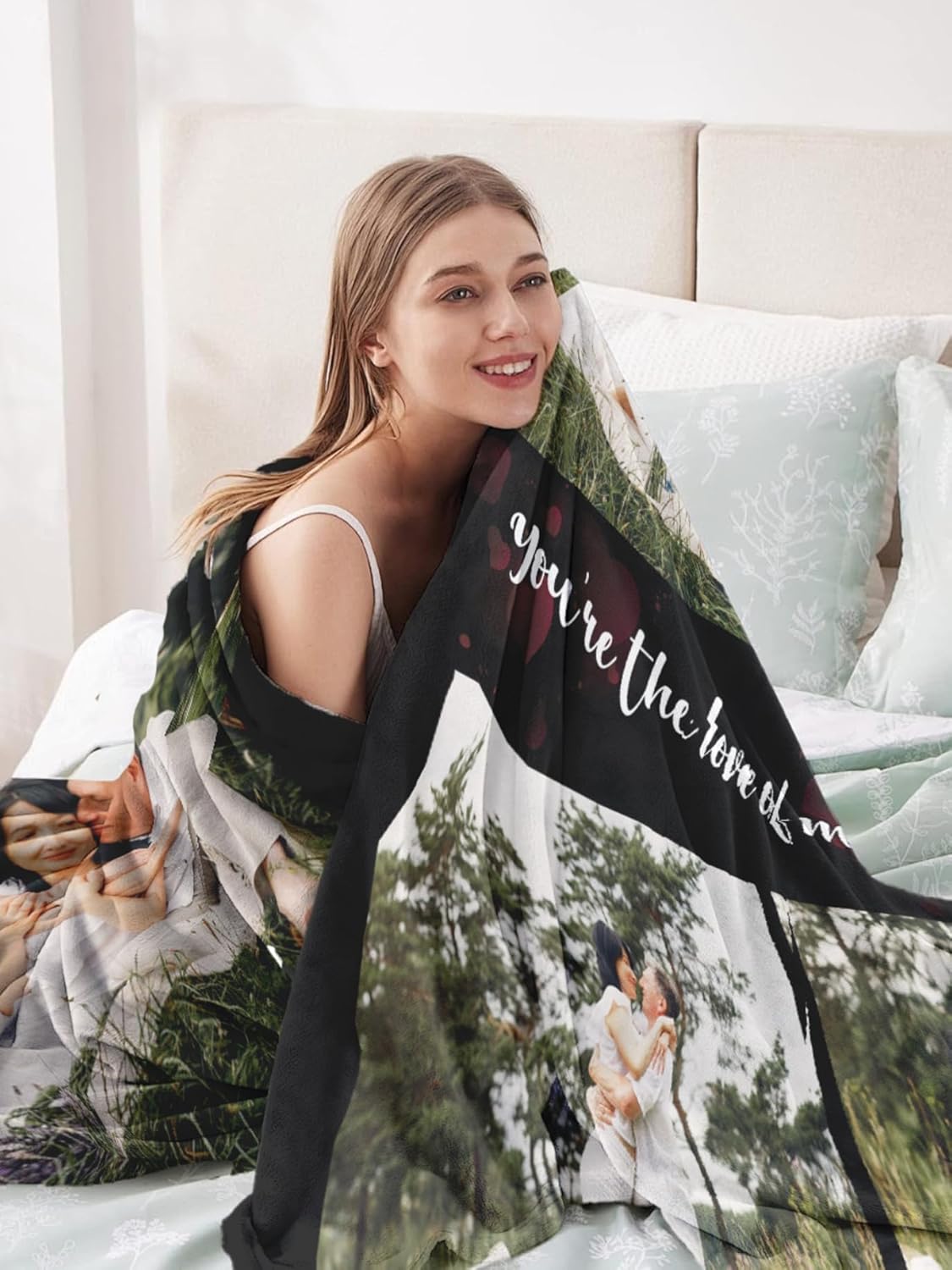 Personalized Blanket with Photos Text Custom Blanket with Picture Customizable Flannel Blankets Gifts for Mom Dad Couple Girlfriend Boyfriend Wife Husband, 40 * 50in