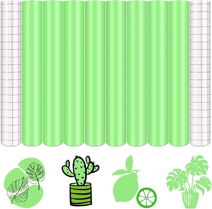 Tintnut Green Permanent Vinyl 8 Sheets 12''x10'' Neo Mint Adhesive Vinyl |