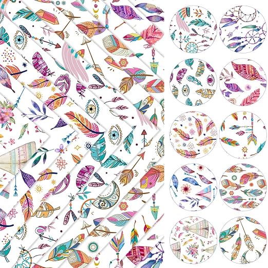 ONEART | 10 Pieces Bohemian Printed Clear PVC Vinyl Sheets, A4 Size See Through