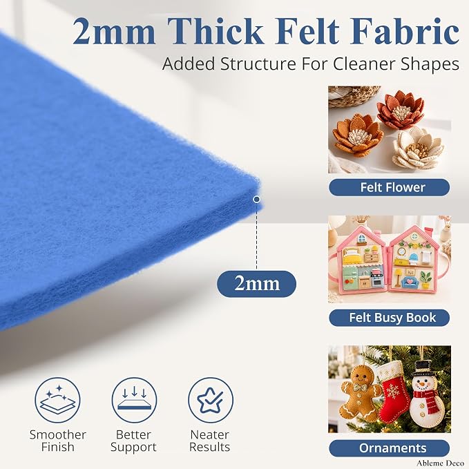 12" x 12" Felt Sheets for Crafts, 2mm Stiff Felt Fabric, Sky Blue | 2mm Thick
