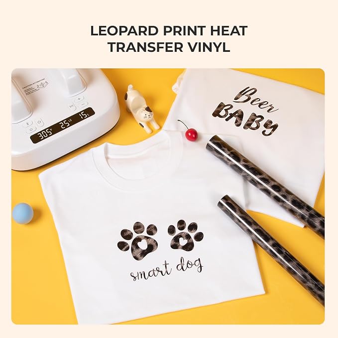 HTVRONT Leopard Heat Transfer Vinyl, 12in x 8ft Leopard Printed Iron on Vinyl