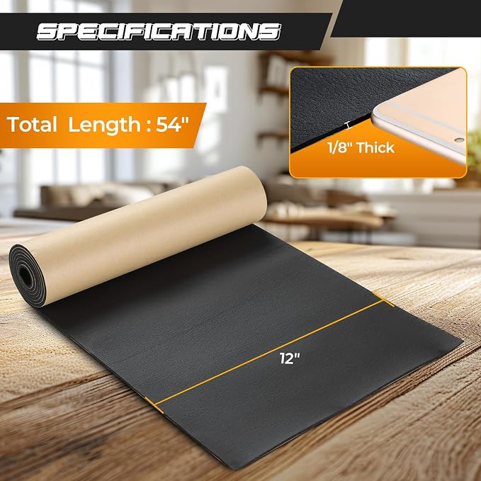 NATGAI Sponge Neoprene with Adhesive Foam Rubber Sheet 1/8” Thick X 12” Wide X