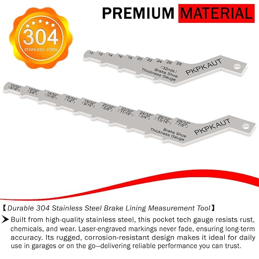 2Pcs Mini Tech Gauge 32nds Brake Pad Measuring Tool, 2-in-1 32ths-Labeled