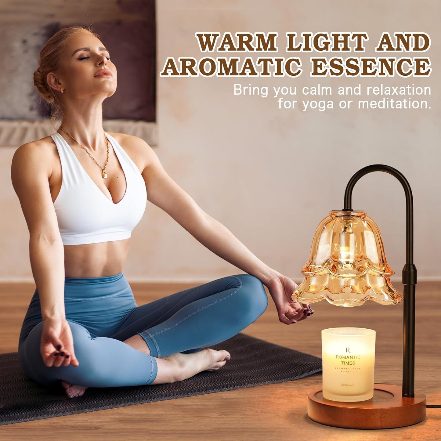 Candle Warmer Lamp with Timer & Dimmer, Adjustable Height Christmas Gifts Birthday Gifts for Women Mom, Flower Candle Lamp Warmer, Wax Warmer with 2 Bulbs, House Warming New House Decorations