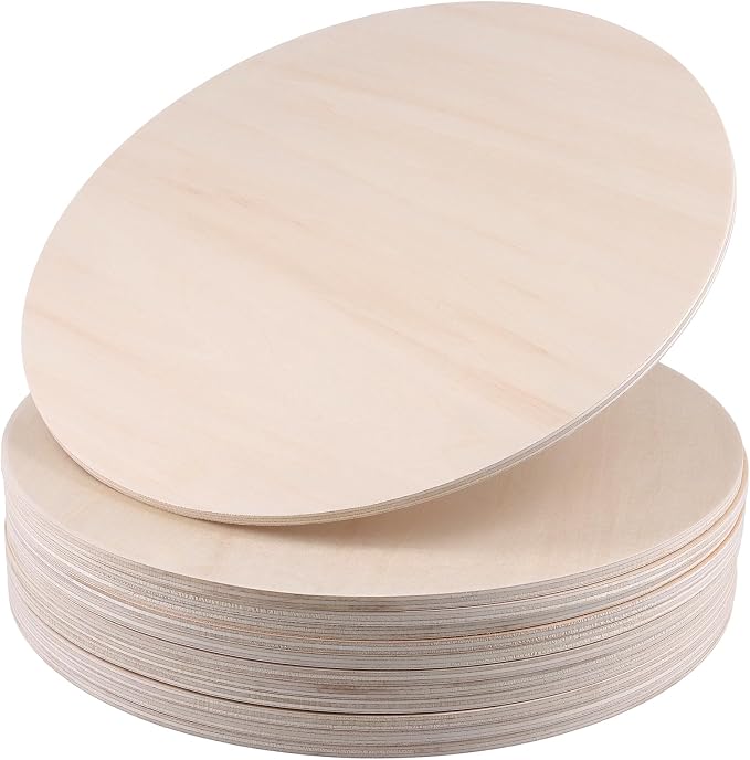 SHEUTSAN 12 PCS 11.8 Inch Wood Circles, 1/4 Inch Round Wood Sheets, Unfinished