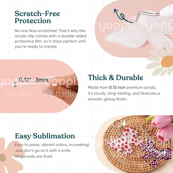 YOPPIX 90 Pcs Sublimation Acrylic Keychain Blank kit,