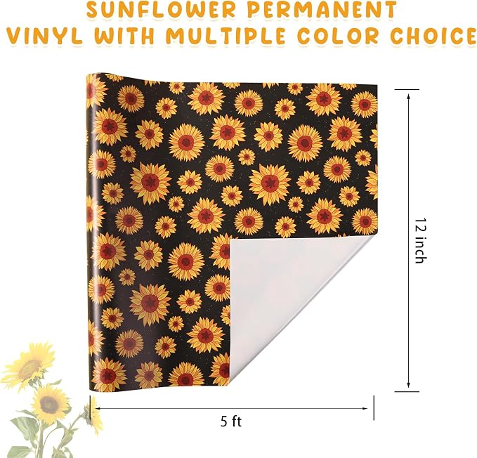 Tintnut Sunflower Permanent Vinyl Roll 12" x5ft Permanent Adhesive Vinyl |