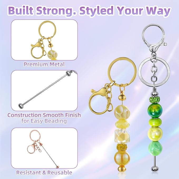 28 Pcs Beadable Keychain Bars