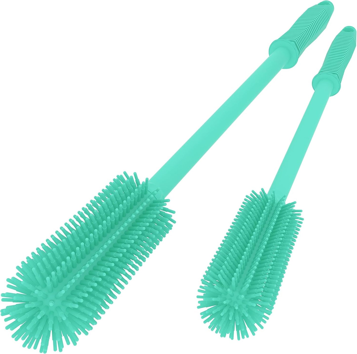 Silicone Bottle Cleaning Brush | 2 Pack| 15.7”+12.6” Water Bottle Brush Cleaner Brush for Hydro Flask,Glassware,Vacuum Sports Bottle&Vases,Water Bottle Cleaner Brush for Narrow Neck Containers