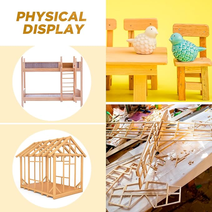 Menkxi 480 Pcs Balsa Wood Sticks 1/8 x 1/8 x 12 Inch Wood Strips Hardwood