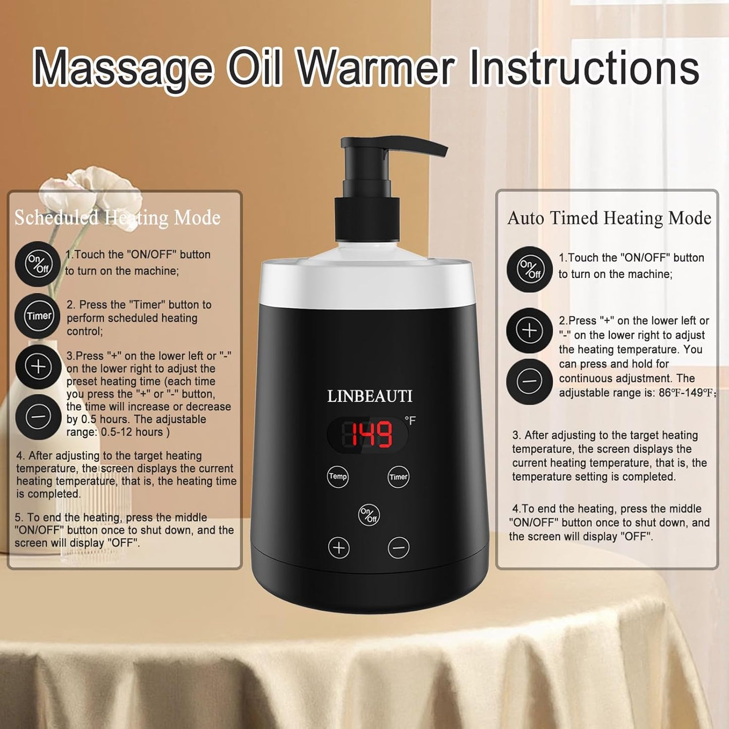 Massage Oil Warmer Bottle Professional Lotion Warmer for SPA, Automatic Oil Warmer Heated Oil Lotion Cream for Salon, Barber Shops, Home, with Two Oil Bottle Dispenser (black)