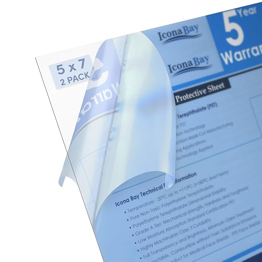 Icona Bay PET Plexiglass, Thin & Flexible Plastic Sheets, Picture Frame