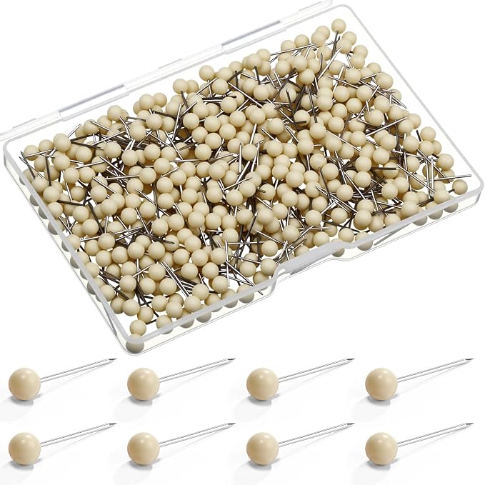 WILLBOND 500 Pack Map Push Pins Map Tacks Small Round Head Push Pins Thumb Tacks