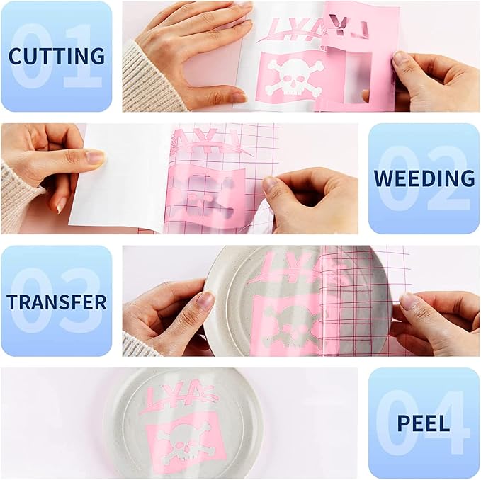 Glossy Pink Permanent Vinyl, Lya Vinyl Glossy Pink 12" x 50Ft Permanent