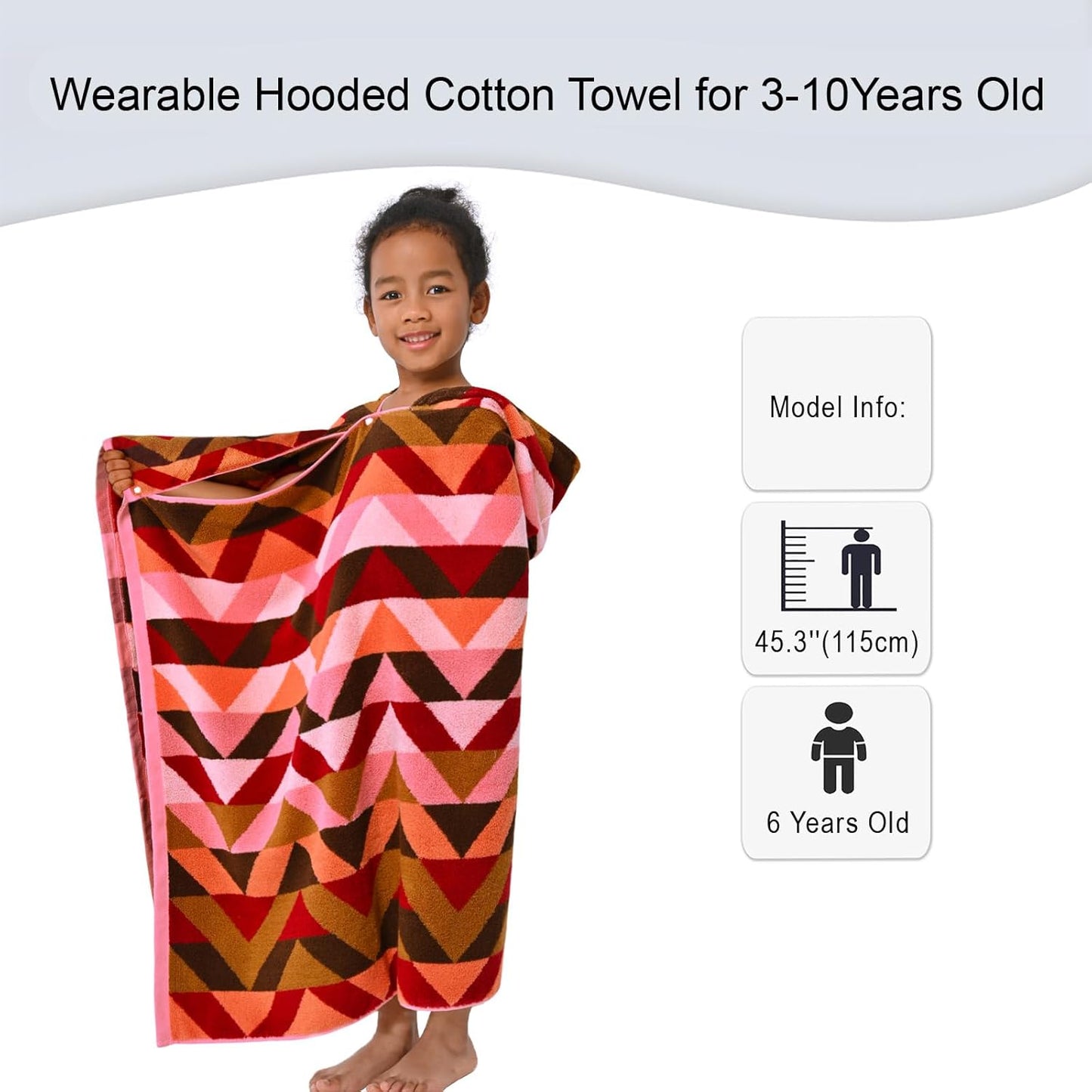 VOOVA & MOVAS Toddler Bath Towels (3-10Years) - Soft, Absorbent 100% Cotton Thick 500GSM Pool Towels,Perfect for Bath | Beach | Pool | Swim, Jacquard, Red