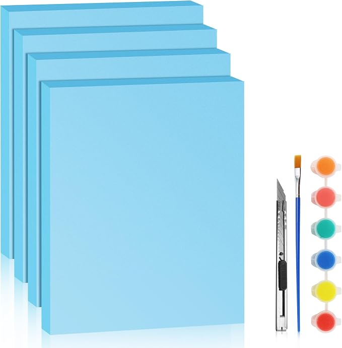 LuckyFoam Blue 4 Pack 15x12x1 inch Foam Sheets 1 Inch Thick | Polystyrene