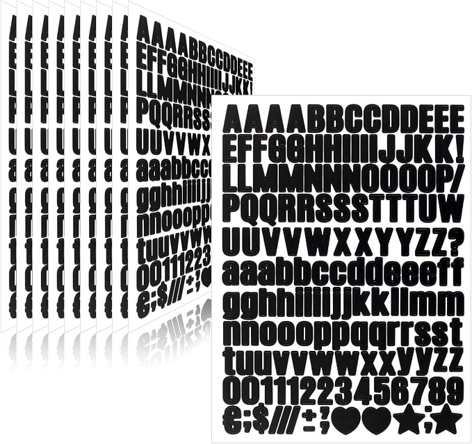 1550 Pieces 10 Sheets Letter Stickers, Vinyl Mailbox Numbers Alphabet Stickers