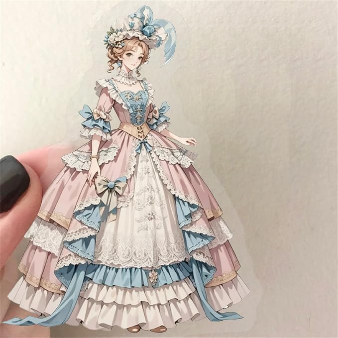 PET Transparent Princess Gown Stickers, Colorful Ball Gown Stickers Gift