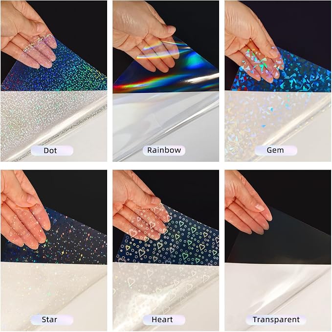 36 Sheets Holographic Sticker Paper Clear Self Adhesive Laminate Sheets |