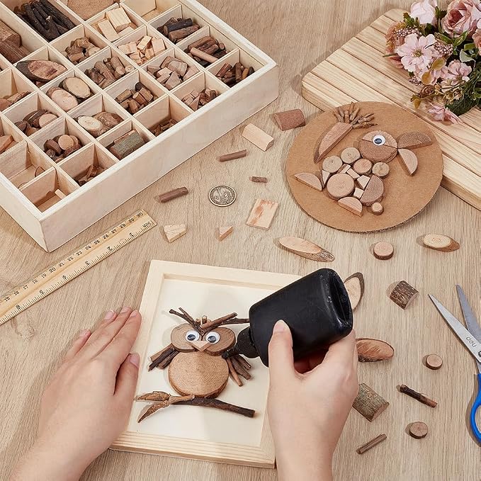 PH PandaHall Wooden Unfinished Craft Kits Garden Playset Loose Parts Natural