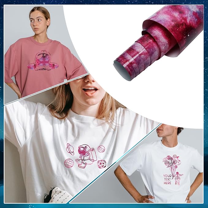 Tintnut Rose Red Galaxy Glow in the Dark HTV Vinyl, stretch washable, suitable