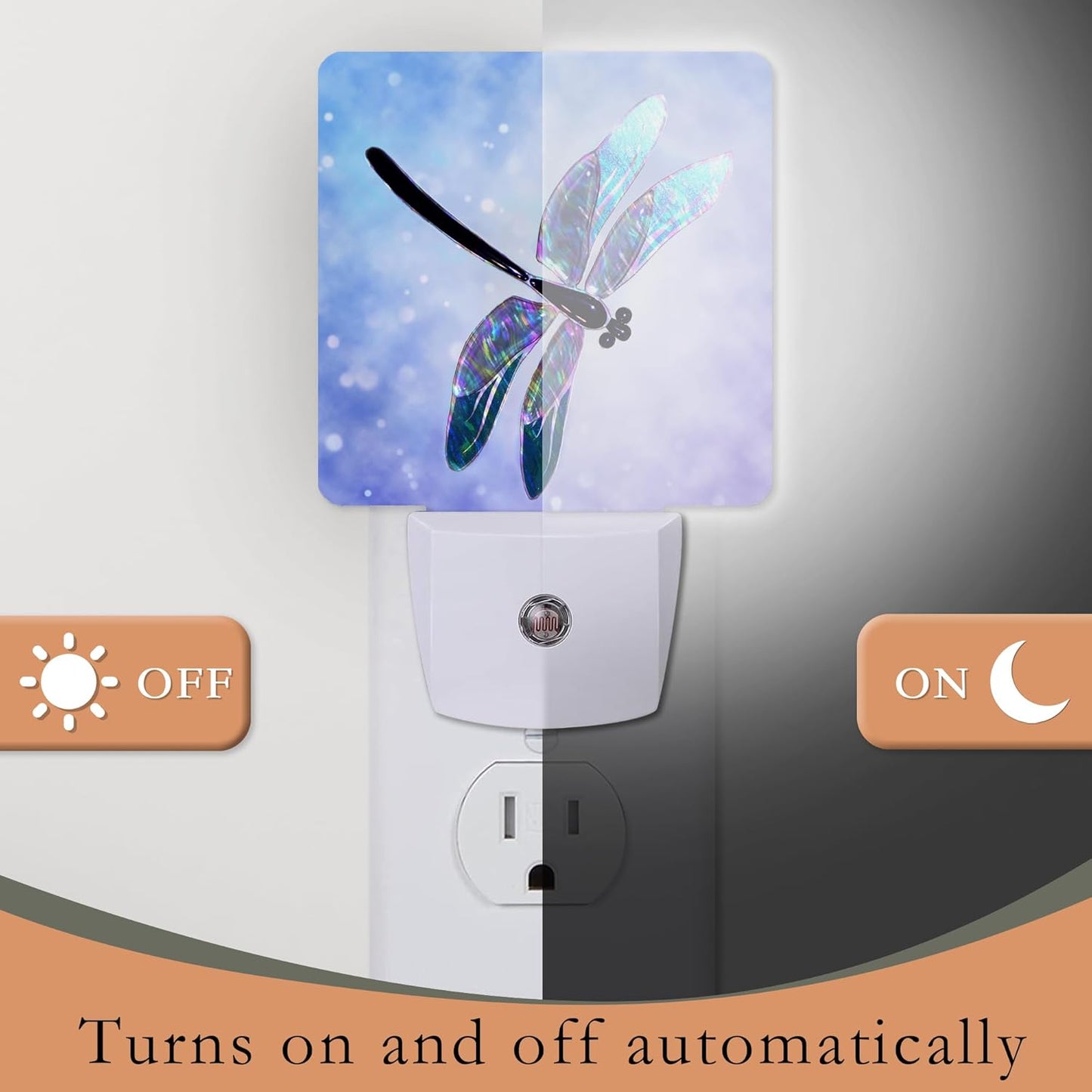 Dragonfly Night Light for Kids,Fantasy Dragonfly LED Night Light Plug into Wall with Dusk to Dawn Sensor for Girls Boys Room Decor,Hallway,Kitchen,Bathroom,Nursery,Stairs