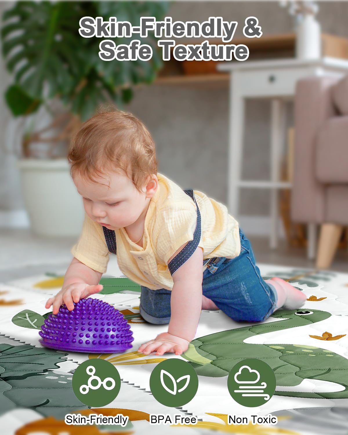 Premium Foam Baby Play Mat 47x47 – Removable & Machine Washable Cover, Extra Thick Padding Playpen Mat, Non-Slip Crawling Mat, Easy to Clean for Infants, Toddlers & Babies