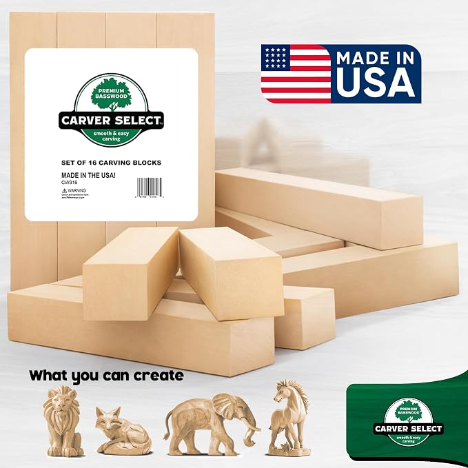 Basswood Carving Blocks Set of 16 – Wood Carving Kit