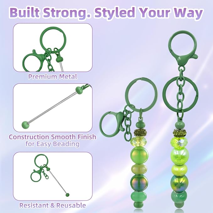 28 Pcs Beadable Keychain Bars