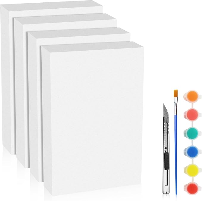 LuckyFoam White 4 Pack 12x7.5x2 inch Foam Sheets 2 Inch | Polystyrene