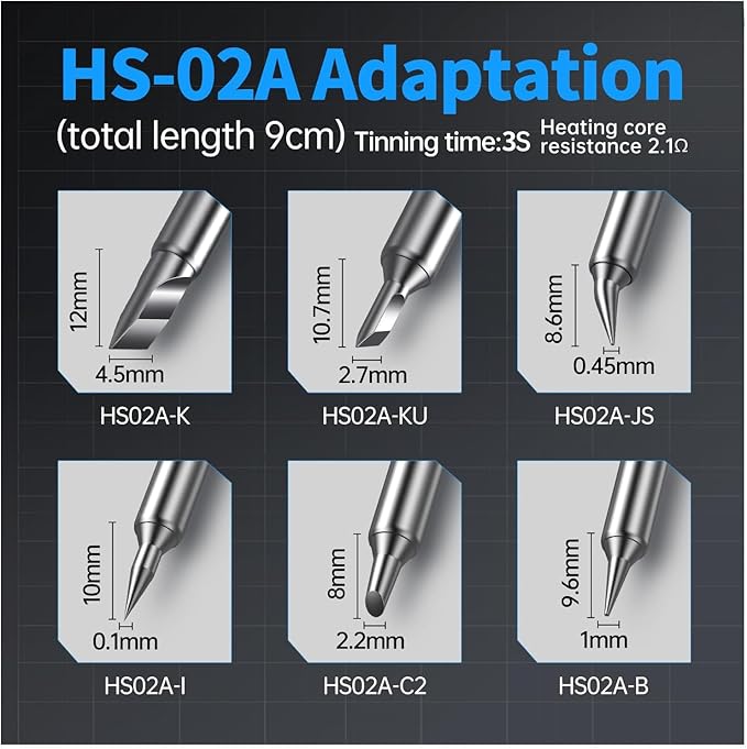 FNIRSI HS-02A 100W Portable Corded Soldering Iron Kit, 3S Fast Heating, 212-842℉, Pre-set 3 Groups Temperature, 6 F245 Soldering Tips, Smart Digital Soldering Iron Pen Tool for Electronics Repair