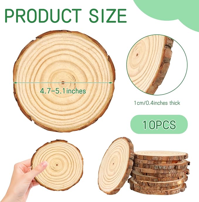 FSWCCK 10 PCS Unfinished Wood Slices