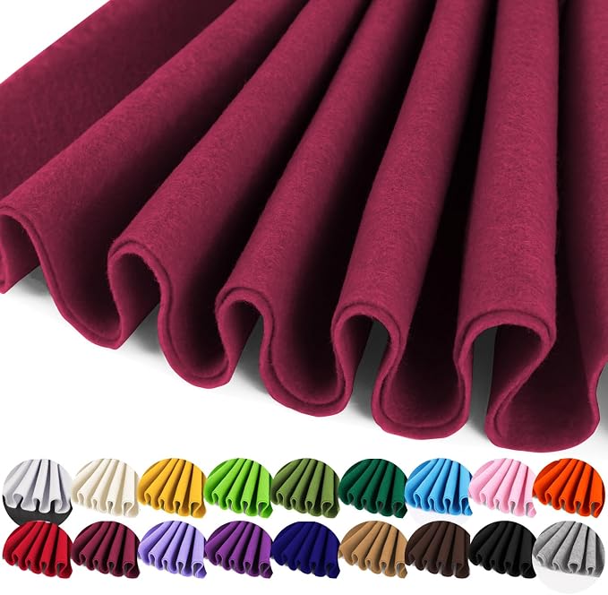 IONTACH 36" X 36" Burgundy Soft Felt Fabric 1.6mm Thick | Felt Sheets