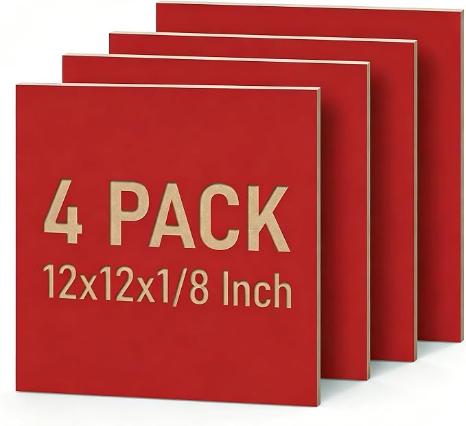4 Pack Red Basswood Sheets for Crafts, DIY Ornaments & Architectural Models