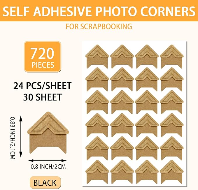 Pajean 720 Pieces Photo Corners Self Adhesive Photo Corners