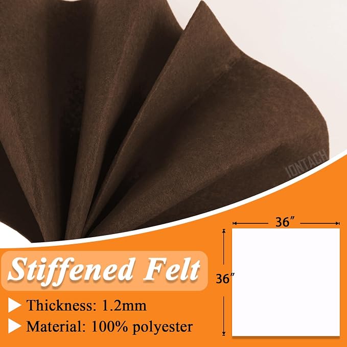 IONTACH 36" X 36" Brown Stiff Felt Fabric 1.2mm Thick | Felt Sheet