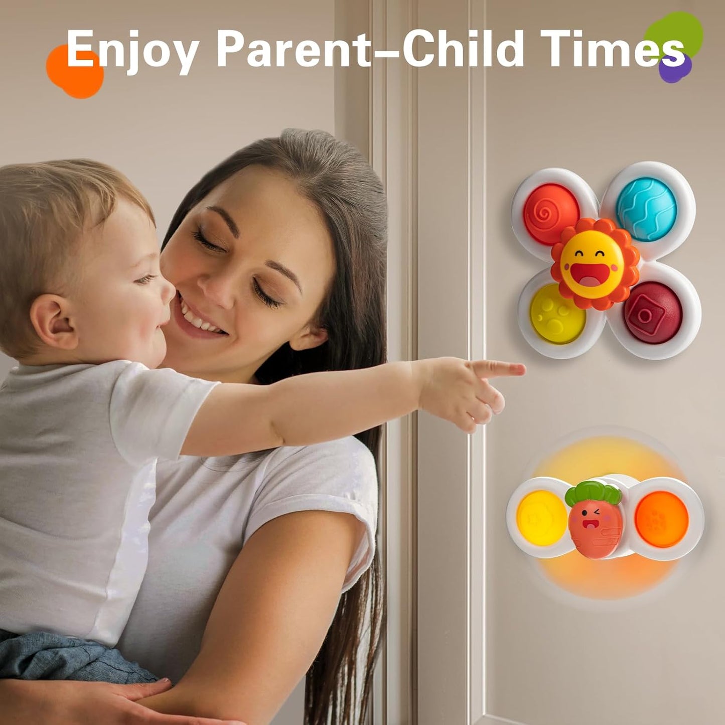 3PCS Suction Cup Spinner Toys for 1-2 Year Old Boys Spinning Toys Sensory Toys for Toddlers 1-3 Gifts for 1 Year Old Girls