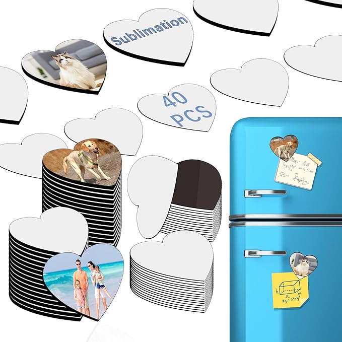80PCS Sublimation Magnet Blanks Hearts Bulk Produnts 40 Pcs Sublimation Blanks